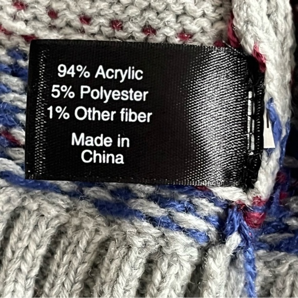 Lane Bryant Open Front Fair Isle Cardigan 14/16 Gray Red Metallic Thick Knit NWT - Picture 14 of 16